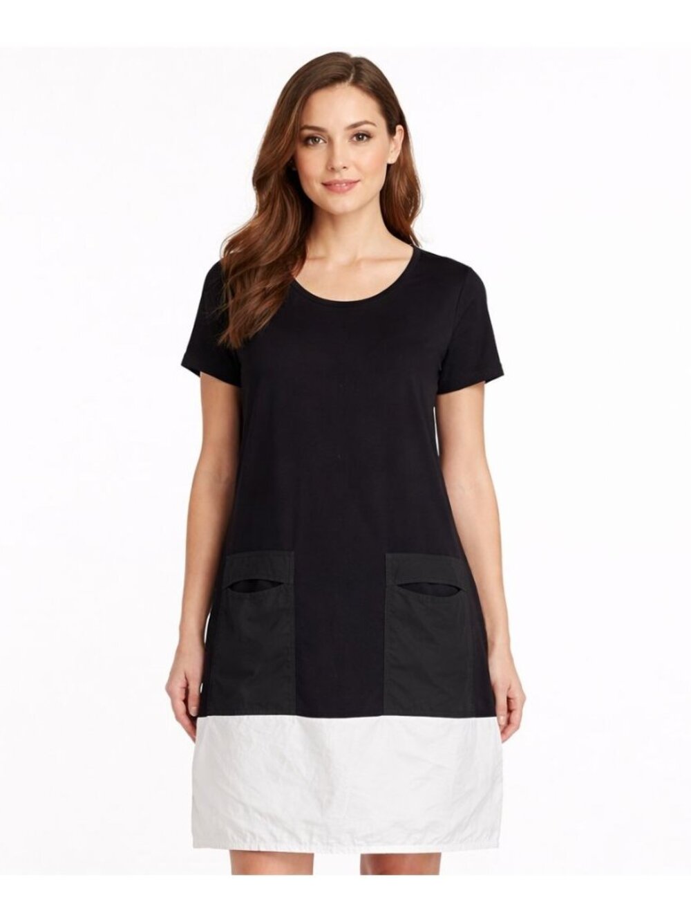 Joseph Ribkoff Colorblock A-Line Pocket Dress Black Size 14 Modern Artwear